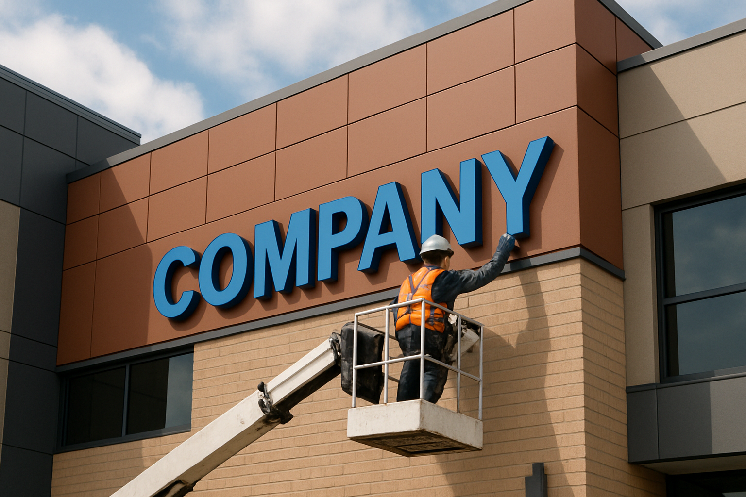 Commercial Complex Showcasing Company Sign Installation