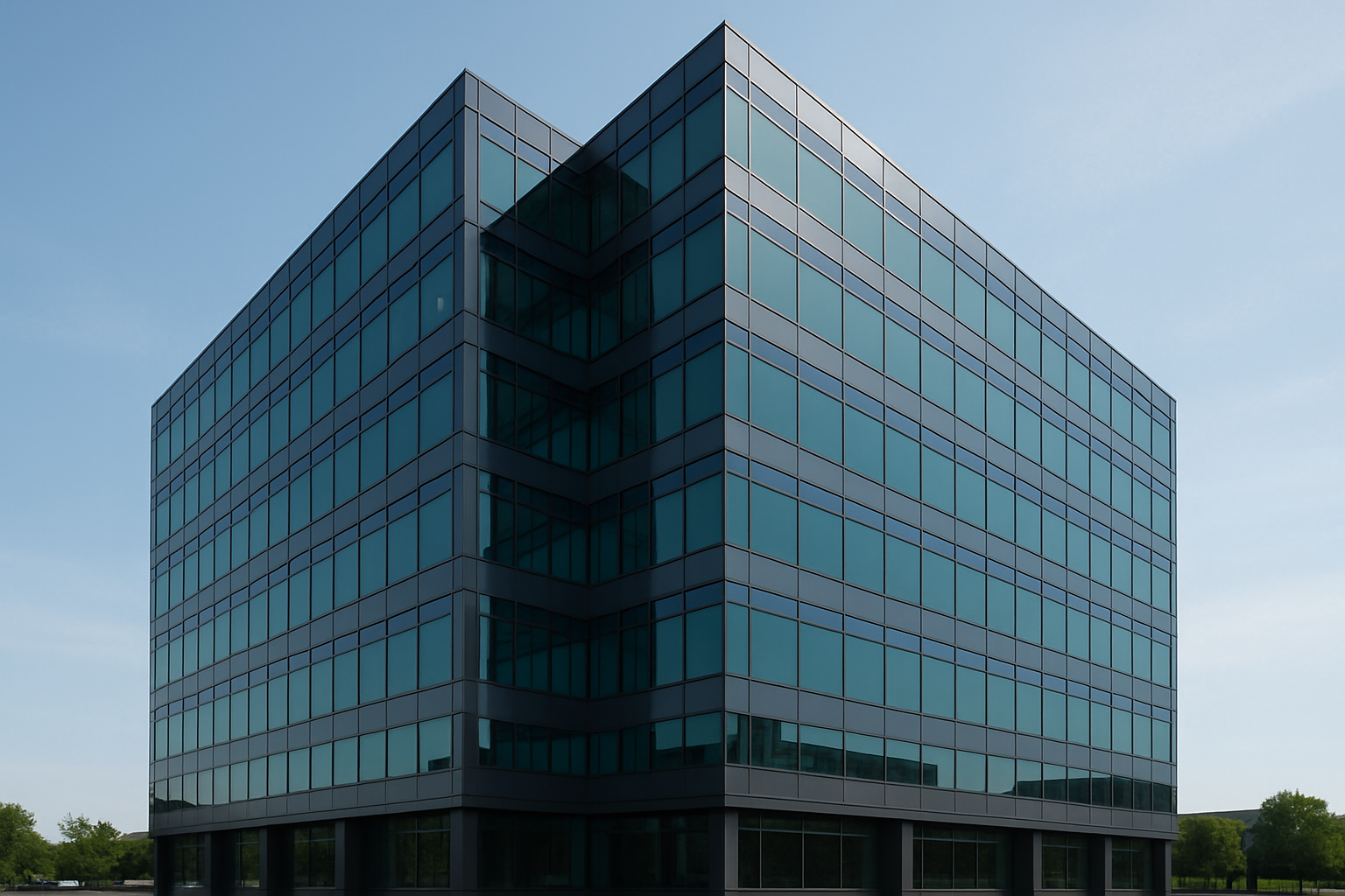 Modern Office Building with Tinted Windows